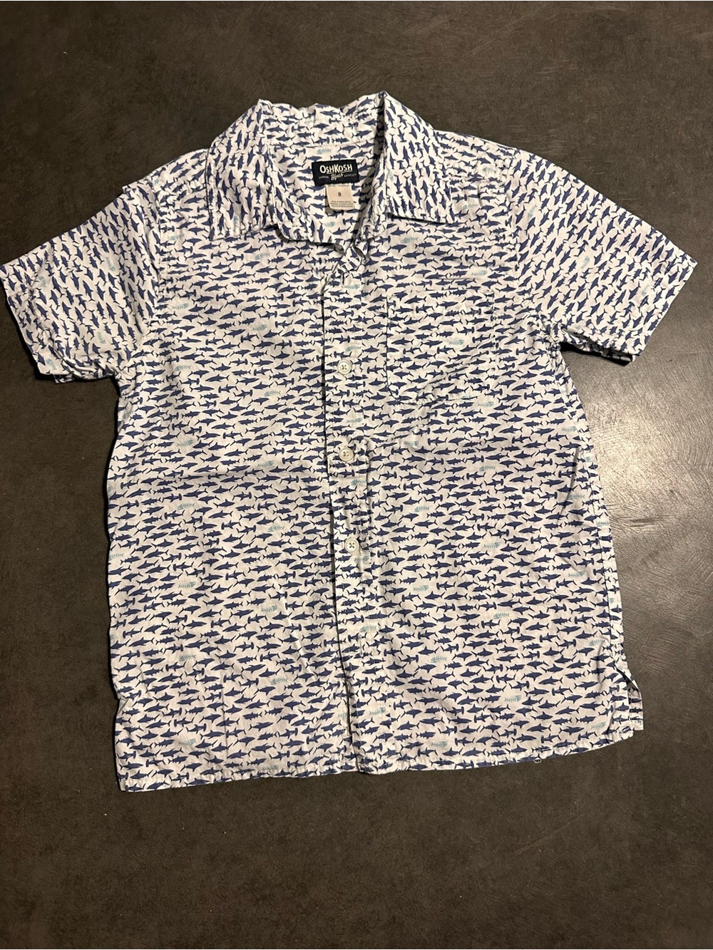 Oshkosh Boys short sleeve SHARKS button down size 8